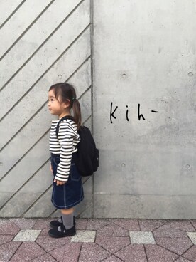 「BEAMS(ビームス)のアイテム(デニムスカート)」を使った、kih-さん(キッズ・100cm)の秋コーディネート