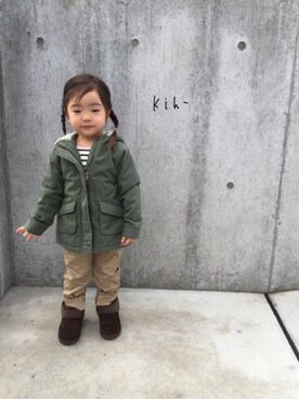 「OLD NAVY（オールドネイビー）のアイテム（ミリタリージャケット）」を使った、kih-さん（キッズ・100cm）の秋コーディネート