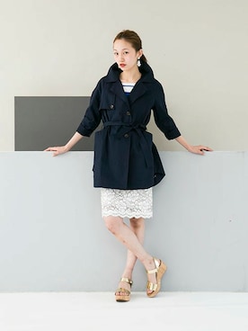 「バレンタインデートスタイル」｜「アイテム（トレンチコート）」を使った、mioさん（レディース・166cm）の冬コーディネート