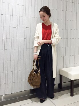 「アイテム（ドラムバッグ）」を使った、mioさん（レディース・166cm）の冬コーディネート