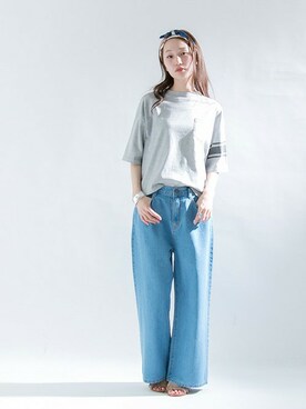 「LUC DNM （ラックデニム）のアイテム」を使った、mioさん（レディース・166cm）の春コーディネート