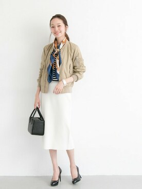 「URBAN RESEARCH（アーバンリサーチ）のアイテム（MA-1）」を使った、mioさん（レディース・166cm）の春コーディネート