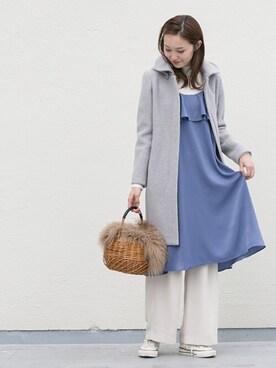 「URBAN RESEARCH（アーバンリサーチ）のアイテム（ステンカラーコート）」を使った、mioさん（レディース・166cm）の秋コーディネート