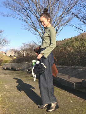 「URBAN RESEARCH（アーバンリサーチ）のUR ワイドリブ袖フレアカットソー（Tシャツ/カットソー）」を使った、mioさん（レディース・166cm）の冬コーディネート