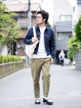 「Scye（サイ）のアイテム（デニムジャケット）」を使った、RYO SUZUKIさん（メンズ・170cm）の春コーディネート