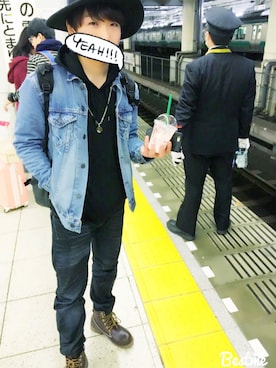 「ザノースフェイス」｜「アイテム（デニムジャケット）」を使った、ゆーくんさん（メンズ・170cm）の冬コーディネート