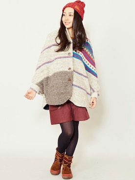 「フォークロア」｜「アイテム（その他アウター）」を使った、Zenyaさん（レディース・158cm）の秋コーディネート
