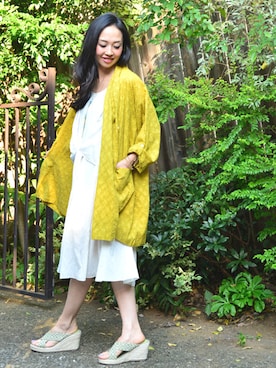 「アイテム（サンダル、グリーン系）」を使った、Zenyaさん（レディース・158cm）の春コーディネート