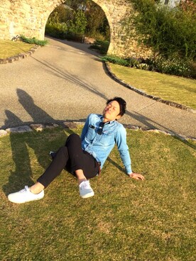 「HYSTERIC GLAMOUR（ヒステリックグラマー）のSBR加工デニム 長袖ウエスタンSH（シャツ/ブラウス、ブルー系）」を使った、サトシさん（メンズ）の秋コーディネート