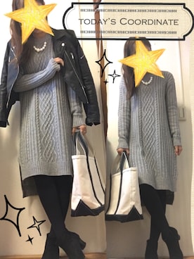 「ライタースジャケット」｜「アイテム（ワンピース/ドレス）」を使った、Y＊Ｎさん（レディース・158cm）の冬コーディネート