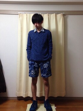 「THREE BLIND MICE（スリーブラインドマイス）のアイテム（ニット/セーター）」を使った、.さん（メンズ・171cm）の秋コーディネート