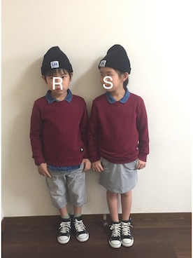 「Lee（リー）のアイテム（帽子）」を使った、R♡Sさん（キッズ・121cm）の秋コーディネート
