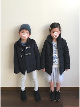 「福袋コーデ」｜「アイテム（帽子）」を使った、R♡Sさん（キッズ・121cm）の冬コーディネート