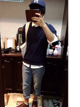 「おとなしめ」｜「アイテム（帽子）」を使った、ゆーきさん（メンズ・168cm）の秋コーディネート