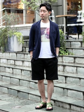 「Chaco（チャコ）のアイテム」を使った、大木さん（メンズ・171cm）の夏コーディネート