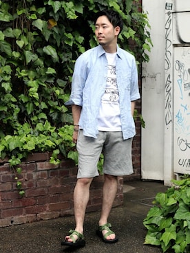 「Chaco（チャコ）のアイテム」を使った、大木さん（メンズ・171cm）の夏コーディネート