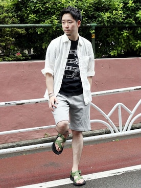 「Chaco（チャコ）のアイテム」を使った、大木さん（メンズ・171cm）の夏コーディネート