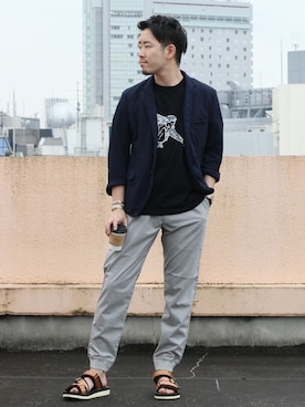 「suicoke（スイコック）のアイテム」を使った、大木さん（メンズ・171cm）の夏コーディネート