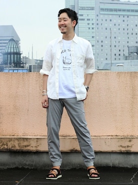 「suicoke（スイコック）のアイテム」を使った、大木さん（メンズ・171cm）の夏コーディネート