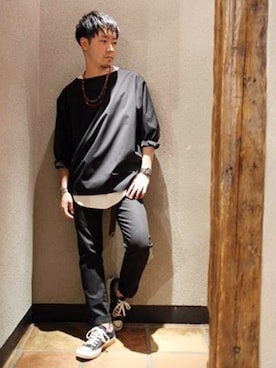 「JOURNAL STANDARD（ジャーナルスタンダード）のストレッチブラックデニムアンクル#（デニムパンツ）」を使った、大木さん（メンズ・171cm）の夏コーディネート