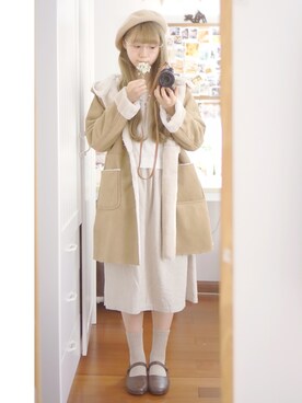 「Samansa Mos2（サマンサ モスモス）のアイテム（ムートンコート）」を使った、Nanaa__さん（レディース・161cm）の秋コーディネート