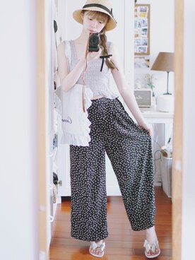 「DHOLIC（ディーホリック）のアイテム（チノパンツ）」を使った、Nanaa__さん（レディース・161cm）の夏コーディネート