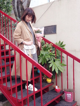 「EN ROUTE（アンルート）のアイテム（トレンチコート）」を使った、田山総子さん（レディース・160cm）の冬コーディネート