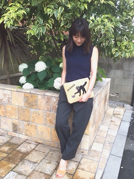 「ネコ」｜「アイテム（チノパンツ）」を使った、田山総子さん（レディース・161cm）の夏コーディネート