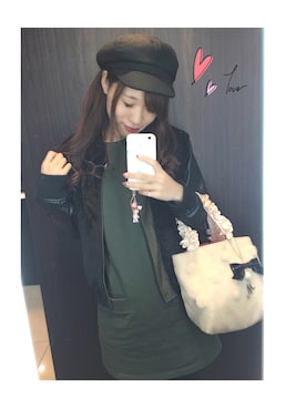 「YECCA VECCA（イェッカヴェッカ）のアイテム（ブルゾン）」を使った、mayukaさん（レディース・157cm）の秋コーディネート