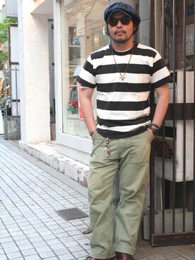 「PAWN（パウン）のアイテム」を使った、小澤光さん（メンズ・170cm）の春コーディネート