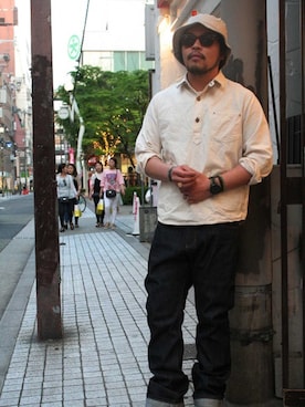 「PAWN（パウン）のアイテム」を使った、小澤光さん（メンズ・170cm）の春コーディネート