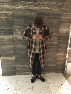 「BEAUTY&YOUTH UNITED ARROWS（ビューティーアンドユースユナイテッドアローズ）のBY オンブレチェック ネルガウン（その他アウター、ブラウン系）」を使った、Daiki Yamamotoさん（メンズ・177cm）の秋コーディネート
