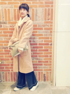 「パジャマ」｜「アイテム（その他アウター）」を使った、行木由香里さん（レディース・168cm）の冬コーディネート