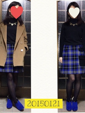 「ベージュのコート」｜「アイテム（帽子）」を使った、まゆねーず。。さん（レディース・151cm）の冬コーディネート