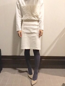 「ひざ丈スカート」｜「アイテム（スウェット）」を使った、limさん（レディース・157cm）の冬コーディネート