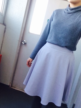 「UNIQLO（ユニクロ）のMEN ソフトタッチハイネックT（長袖・大きいサイズ）（Tシャツ/カットソー）」を使った、ぽにょさん（レディース・153cm）の冬コーディネート