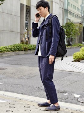 「umit benan（ウミットベナン）のアイテム（ジャケット/アウター）」を使った、福重 健太さん（メンズ・181cm）の冬コーディネート