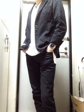 「しまむら（シマムラ）のアイテム（チノパンツ）」を使った、タッキーさん（メンズ・175cm）の春コーディネート
