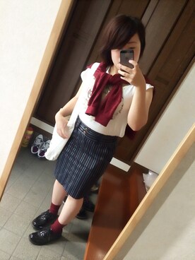 「dazzlin（ダズリン）のアイテム（Tシャツ/カットソー、ホワイト系）」を使った、Aちゃんさん（レディース・150cm）の秋コーディネート