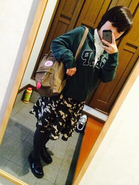 「GAP（ギャップ）のアイテム（パーカー、グリーン系）」を使った、Aちゃんさん（レディース・150cm）の秋コーディネート