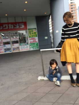 「ヒール×靴下」｜「アイテム（ライダースジャケット）」を使った、Natsu♡さん（レディース・162cm）の秋コーディネート