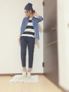 「URBAN RESEARCH（アーバンリサーチ）のUR デニムシャツ（シャツ/ブラウス）」を使った、Natsu♡さん（レディース・162cm）の秋コーディネート