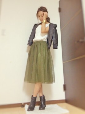 「DHOLIC（ディーホリック）のアイテム（ブーティ）」を使った、Natsu♡さん（レディース・162cm）の秋コーディネート