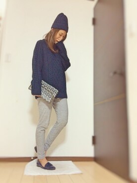 「DHOLIC（ディーホリック）のアイテム（ニットキャップ/ビーニー）」を使った、Natsu♡さん（レディース・162cm）の秋コーディネート