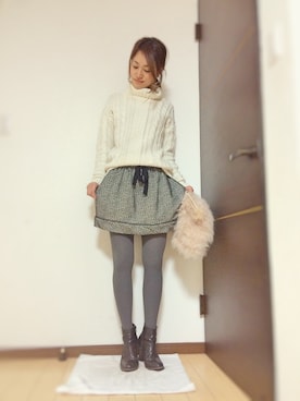 「DHOLIC（ディーホリック）のアイテム（ブーティ）」を使った、Natsu♡さん（レディース・162cm）の冬コーディネート
