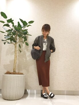 Natsu♡さんの「WOMEN メリノブレンドリブスカート」を使ったコーディネート