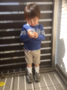 「スウェット×シャツ」｜watanさん（キッズ・100cm）の春コーディネート