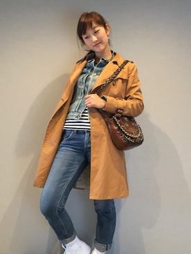 「IENA」｜「アイテム（デニムジャケット）」を使った、ayumi koyamaさん（レディース・160cm）の春コーディネート