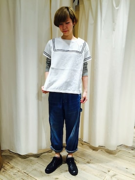 「マリンコーデ」｜「アイテム（その他シューズ）」を使った、mahoさん（レディース・161cm）の春コーディネート