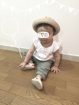 「babyGAP（babyGAP）のアイテム（Tシャツ/カットソー、ホワイト系）」を使った、ouiさん（キッズ・110cm）の夏コーディネート